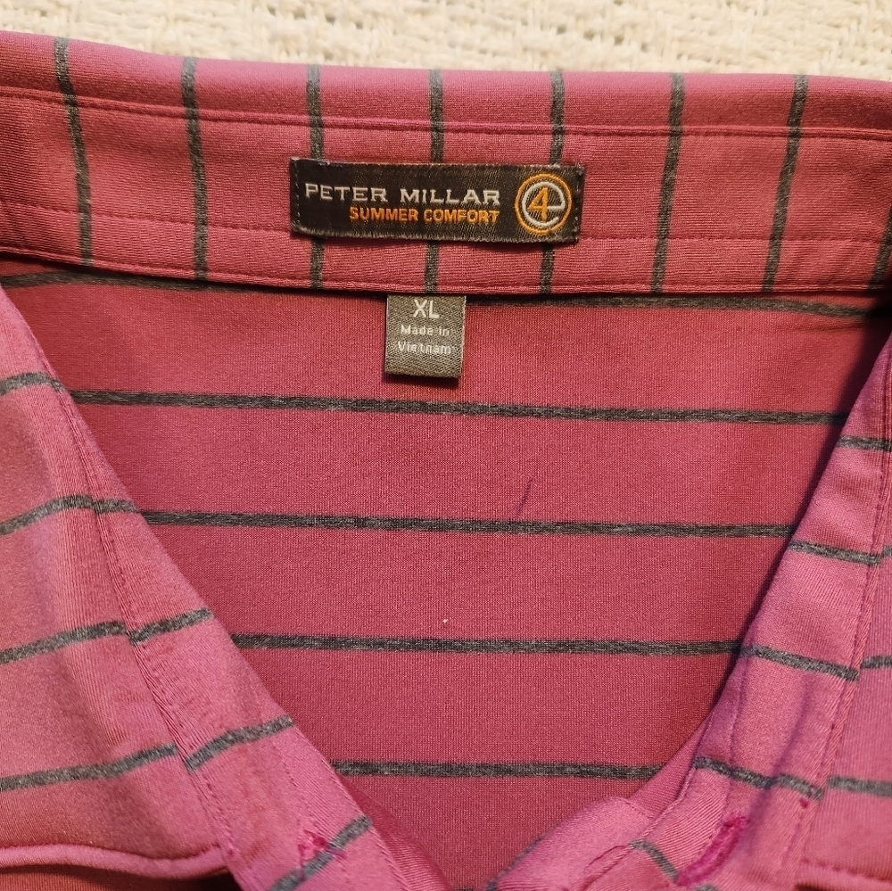 Peter Millar Summer Comfort Mens Striped Golf Shirt Size XL